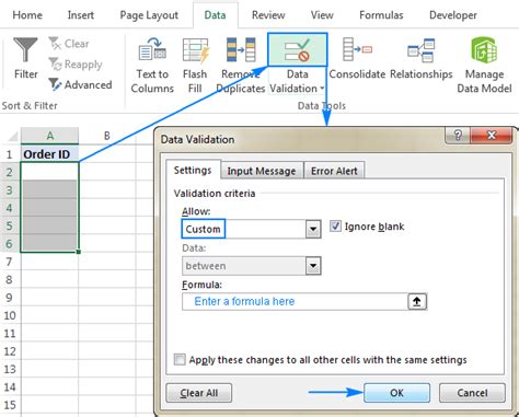 Custom Data Validation in Excel : formulas and rules .